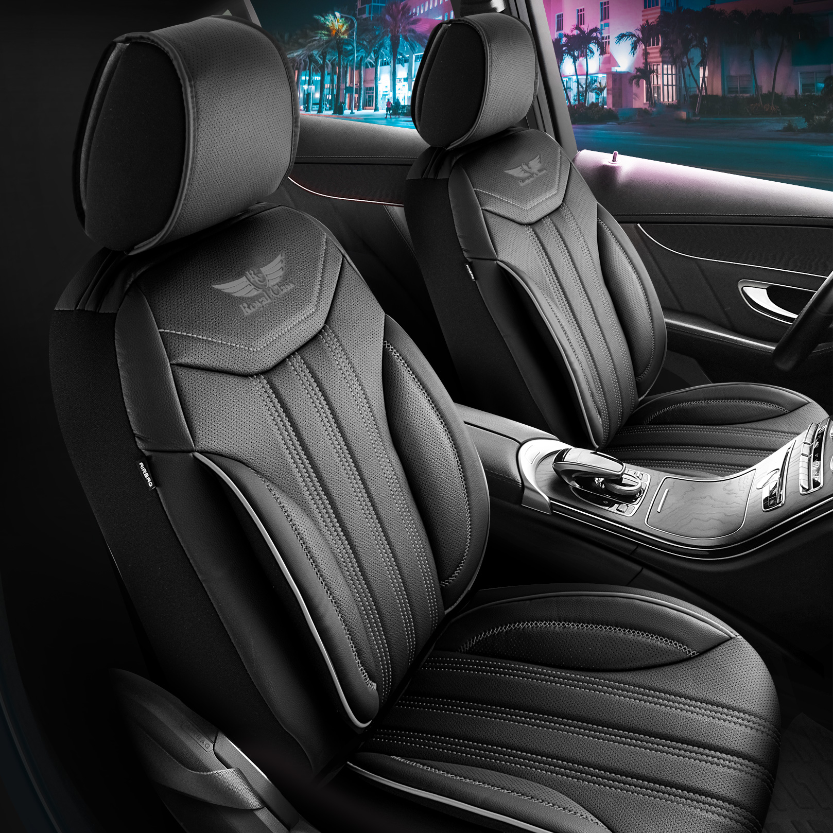 Auto Sitzbezüge für Ford C-Max in Graphit Schwarz Komplett