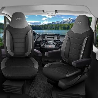 Sitzbezüge passend für Aguti Sitze Wohnmobil (Schwarz-Grau) Pilot 4.10