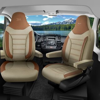 Sitzbezüge passend für Cristall Wohnmobil (Beige-Braun) Pilot 4.9