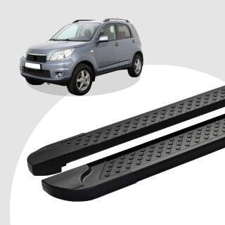 Trittbretter passend für Daihatsu Terios ab 11/2005-12/2017 (Model: ALMO, Farbe: Schwarz)