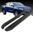 Trittbretter passend f&uuml;r Ford Ranger Model 2012 bis 2016 (Model: ALMO, Farbe: Schwarz) mit ABE