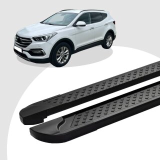 Trittbretter passend für Hyundai Santa Fe ab 09/2012-2018 (Model: ALMO, Farbe: Schwarz) mit ABE