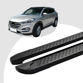 Trittbretter passend für Hyundai Tucson 08/2004-11/2010 (Model: ALMO, Farbe: Schwarz) mit ABE