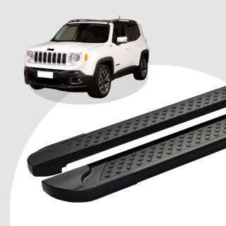 Trittbretter passend für Jeep Renegade ab 07/2014 (Model: ALMO, Farbe: Schwarz) mit ABE