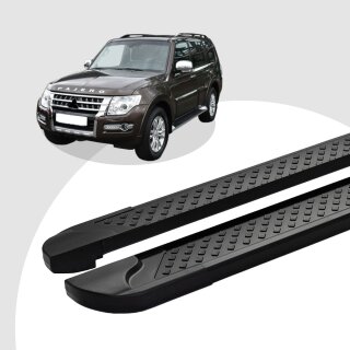 Trittbretter passend für Mitsubishi Pajero ab 11/2006 (Model: ALMO, Farbe: Schwarz)