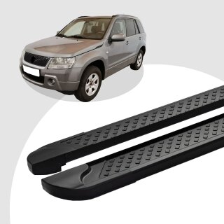 Trittbretter passend für Suzuki Grand Vitara ab 04/2005+ (Model: ALMO, Farbe: Schwarz) mit ABE