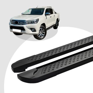 Trittbretter passend für Toyota Hilux Revo ab 05/2015 (Model: ALMO, Farbe: Schwarz) mit ABE