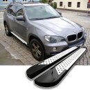 Trittbretter passend f&uuml;r BMW X5 ab 02/2006-06/2013 (Model: ALMO, Farbe: Silber) mit ABE