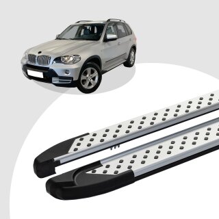 Trittbretter passend für BMW X5 ab 05/2000-02/2007 (Model: ALMO, Farbe: Silber) mit ABE