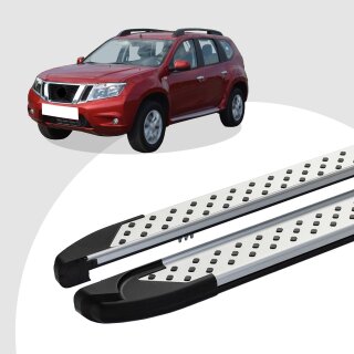 Trittbretter passend für Nissan Terrano 3 04/2010-12/2017 (Model: ALMO, Farbe: Silber) mit ABE