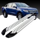 Trittbretter passend f&uuml;r Ford Ranger Model 2012 bis 2016 (Model: ALMO, Farbe: Silber) mit ABE