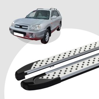 Trittbretter passend für Hyundai Santa Fe 11/2000-03/2006 (Model: ALMO, Farbe: Silber) mit ABE