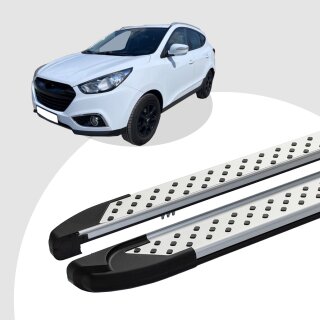 Trittbretter passend für Hyundai iX35 ab 08/2009-07/2015 (Model: ALMO, Farbe: Silber) mit ABE