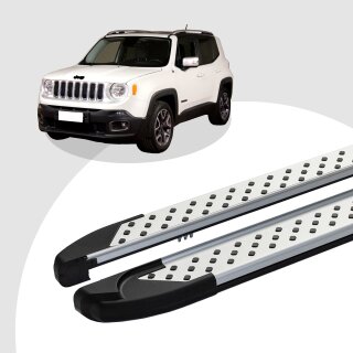 Trittbretter passend für Jeep Renegade ab 07/2014 (Model: ALMO, Farbe: Silber) mit ABE