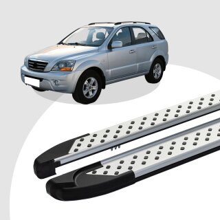 Trittbretter passend für Kia Sorento ab 08/2002-11/2009 (Model: ALMO, Farbe: Silber) mit ABE