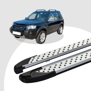 Trittbretter passend für Land Rover Freelander 02/1998-10/2006 (Model: ALMO, Farbe: Silber) ABE