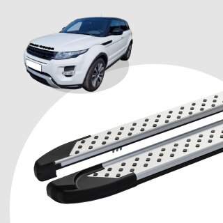 Trittbretter passend für Range Rover Evoque 06/2011-12/2018 (Model: ALMO, Farbe: Silber) ABE