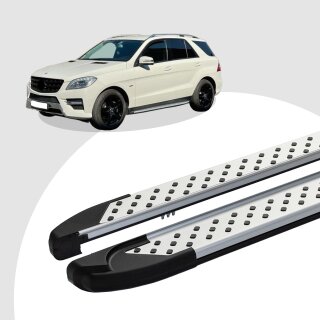 Trittbretter passend für Mercedes ML W166 ab 06/2011-02/2015 (Model: ALMO, Farbe: Silber) ABE