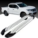 Trittbretter passend f&uuml;r Nissan Navara ab 10/2004-12/2015 (Model: ALMO, Farbe: Silber) mit ABE