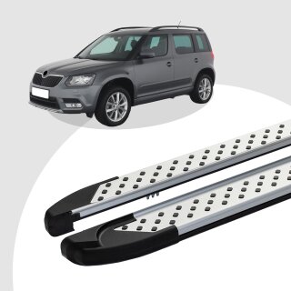 Trittbretter passend für Skoda Yeti ab 05/2009-12/2017 (Model: ALMO, Farbe: Silber) mit ABE