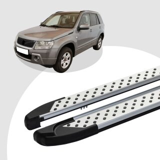 Trittbretter passend für Suzuki Grand Vitara ab 04/2005+ (Model: ALMO, Farbe: Silber) mit ABE