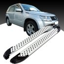 Trittbretter passend f&uuml;r Suzuki Grand Vitara ab 04/2005+ (Model: ALMO, Farbe: Silber) mit ABE