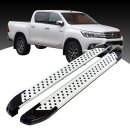 Trittbretter passend f&uuml;r Toyota Hilux Revo ab 05/2015 (Model: ALMO, Farbe: Silber) mit ABE