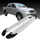 Trittbretter passend f&uuml;r Toyota Hilux Vigo 08/2004-12/2015 (Model: ALMO, Farbe: Silber) mit ABE