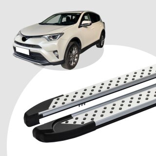 Trittbretter passend für Toyota Rav 4 ab 12/2012-12/2018 (Model: ALMO, Farbe: Silber) mit ABE