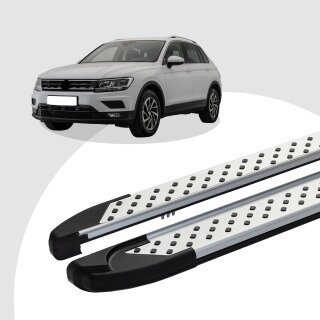 Trittbretter passend für VW Tiguan ab 01/2016 (Model: ALMO, Farbe: Silber) mit ABE