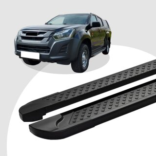 Trittbretter passend für Isuzu D-Max ab 2012 (Model: ALMO, Farbe: Schwarz)