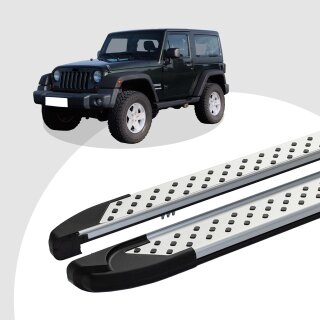 Trittbretter passend für Jeep Wrangler ab 2007-2017 (Model: ALMO, Farbe: Silber) ABE