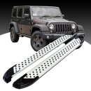 Trittbretter passend f&uuml;r Jeep Wrangler ab 2007-2017 (Model: ALMO, Farbe: Silber) ABE