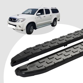 Trittbretter passend für Toyota Hilux Vigo 08/2004-12/2015 (Model: SUPA, Farbe: Schwarz) mit ABE