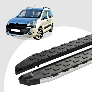 Trittbretter passend für Citroen Berlingo ab 04/2008-12/2018 (Model: SUPA, Farbe: Silber) ABE