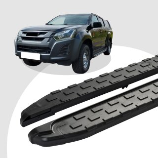 Trittbretter passend für Isuzu D-MAX ab 06/2012-2019 (Model: SUPA, Farbe: Schwarz) mit ABE