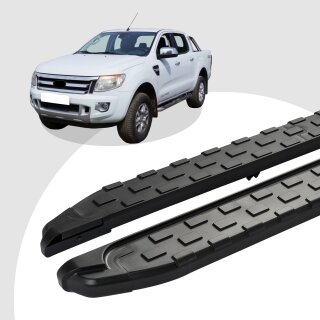 Trittbretter passend für Ford Ranger ab 01/2005-07/2012 (Model: SUPA, Farbe: Schwarz) mit ABE