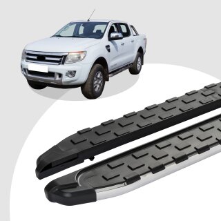 Trittbretter passend für Ford Ranger ab 01/2005-07/2012 (Model: SUPA, Farbe: Silber) mit ABE