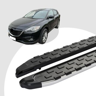 Trittbretter passend für Mazda CX-9 ab 01/2007-12/2015 (Model: SUPA, Farbe: Silber) mit ABE