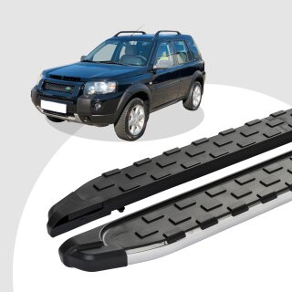 Trittbretter passend für Land Rover Freelander 02/1998-10/2006 (Model: SUPA, Farbe: Silber) ABE