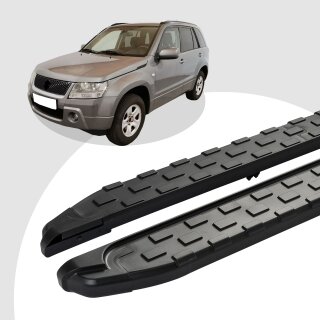 Trittbretter passend für Suzuki Grand Vitara ab 04/2005+ (Model: SUPA, Farbe: Schwarz) mit ABE