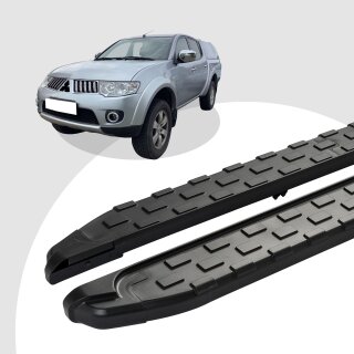 Trittbretter passend für Mitsubishi L200 ab 01/2004-12/2022 (Model: SUPA, Farbe: Schwarz) ABE