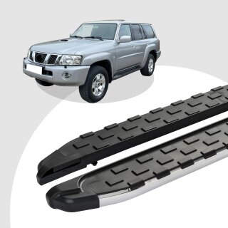 Trittbretter passend für Nissan Patrol 01/2005-12/2012 (Model: SUPA, Farbe: Silber) mit ABE
