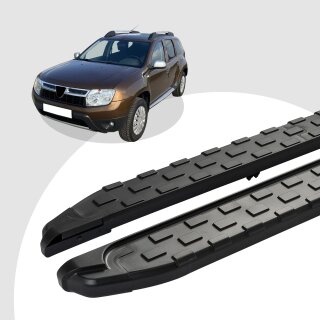 Trittbretter passend für Dacia Duster ab 04/2010-12/2017 (Model: SUPA, Farbe: Schwarz) mit ABE