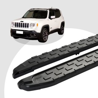 Trittbretter passend für Jeep Renegade ab 07/2014 (Model: SUPA, Farbe: Schwarz) mit ABE