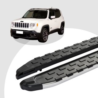 Trittbretter passend für Jeep Renegade ab 07/2014 (Model: SUPA, Farbe: Silber) mit ABE