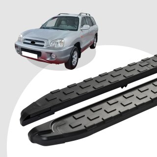 Trittbretter passend für Hyundai Santa Fe 11/2000-03/2006 (Model: SUPA, Farbe: Schwarz) mit ABE