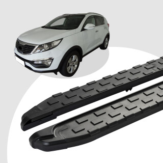 Trittbretter passend für Kia Sportage ab 09/2009-12/2015 (Model: SUPA, Farbe: Schwarz) mit ABE