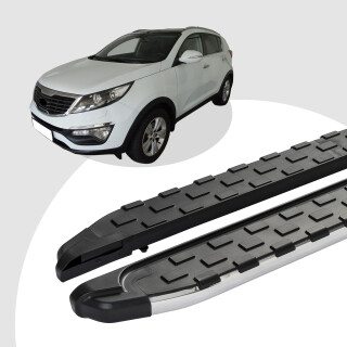 Trittbretter passend für Kia Sportage ab 09/2009-12/2015 (Model: SUPA, Farbe: Silber) mit ABE