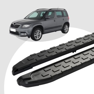 Trittbretter passend für Skoda Yeti ab 05/2009-12/2017 (Model: SUPA, Farbe: Schwarz) mit ABE